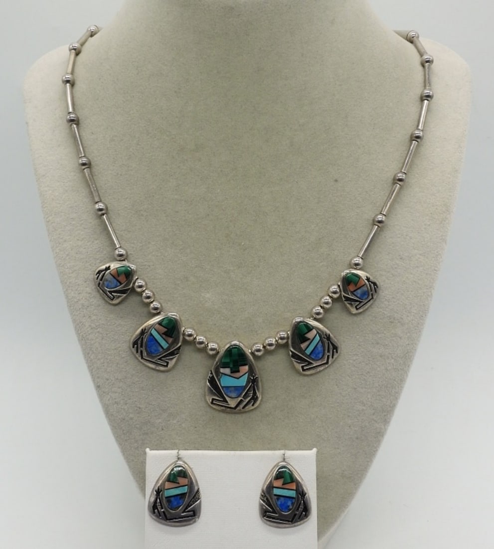 Teme Vintage 925 Inlay Necklace Set (1 of 2)