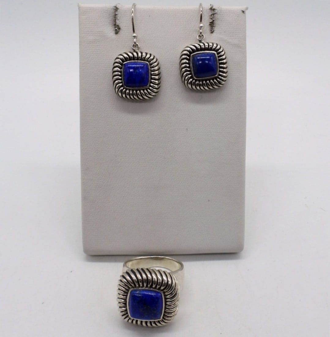Vintage Lapis Lazuli Sterling Ring Set (1 of 2)