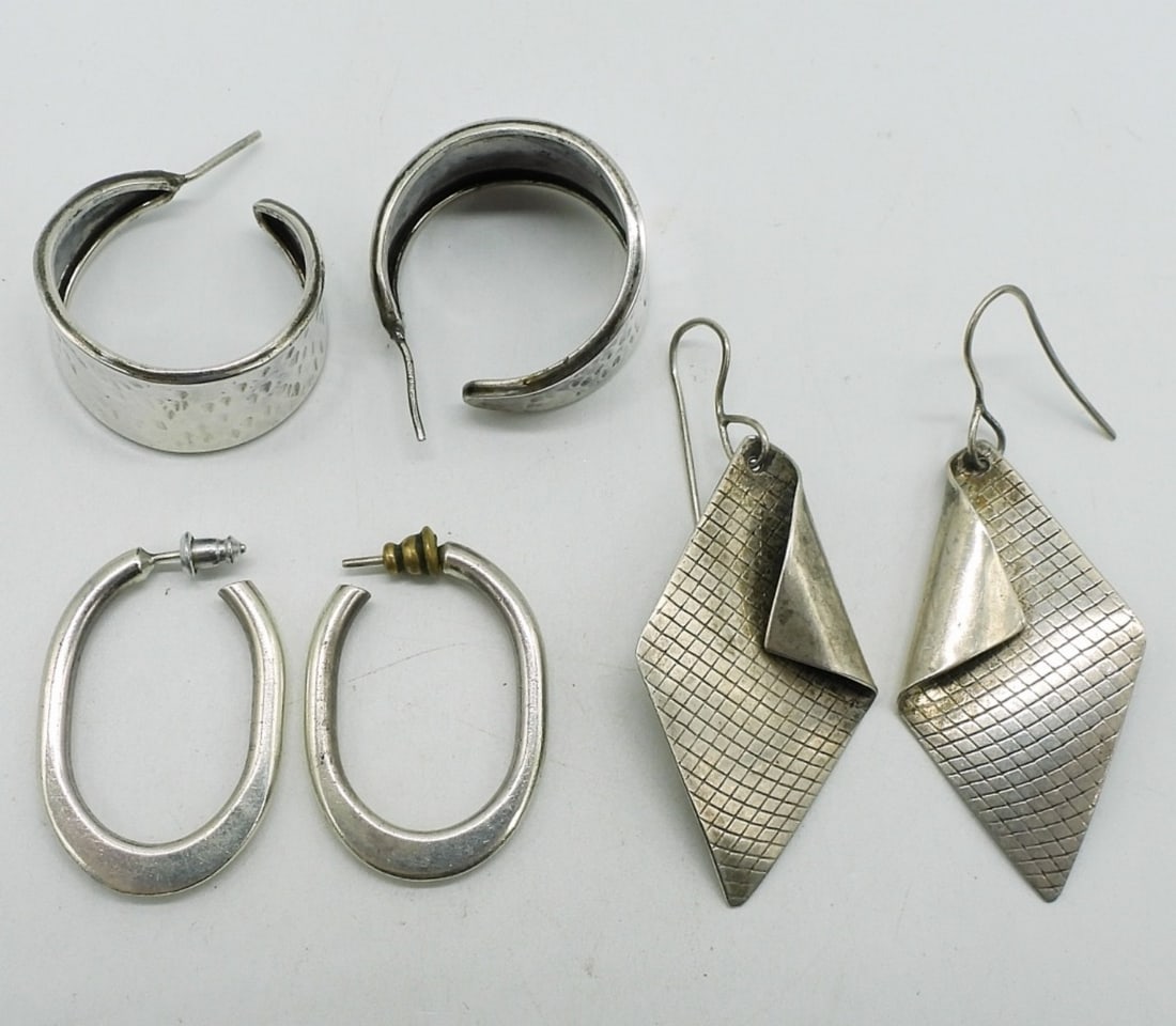 3 Sterling Pair of Pierced Earrings (1 of 2)