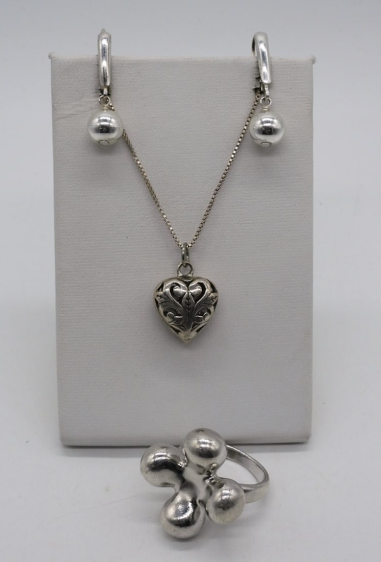 Simple Sterling Ring, Necklace & Earrings (1 of 2)
