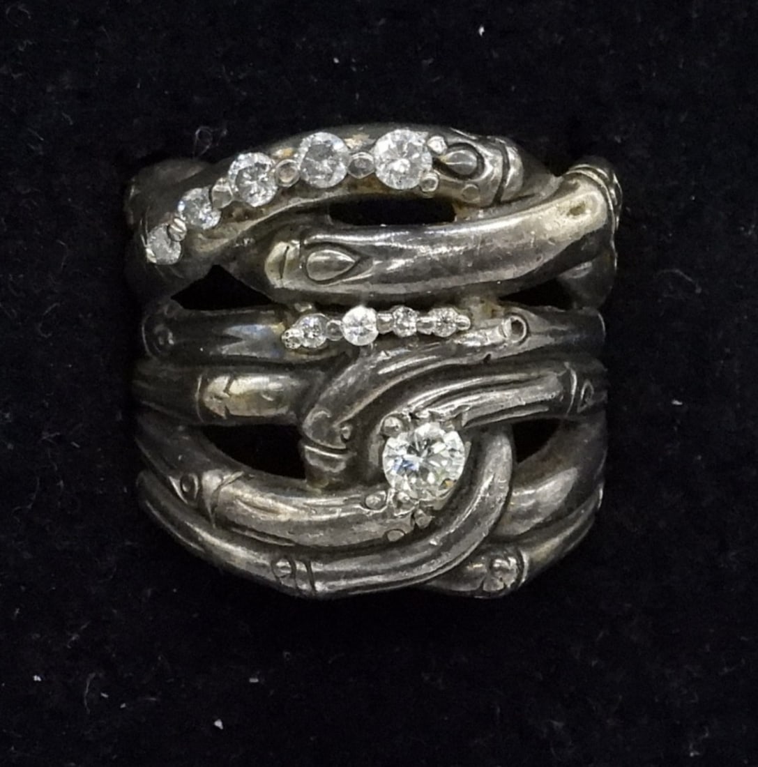 Sterling Diamond Bamboo Ring (1 of 5)