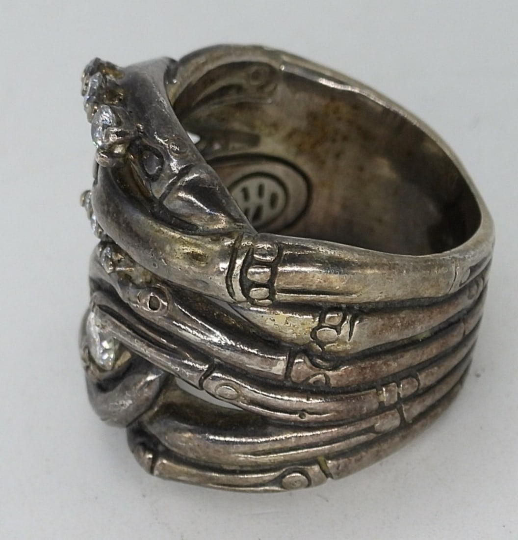 Sterling Diamond Bamboo Ring - 3