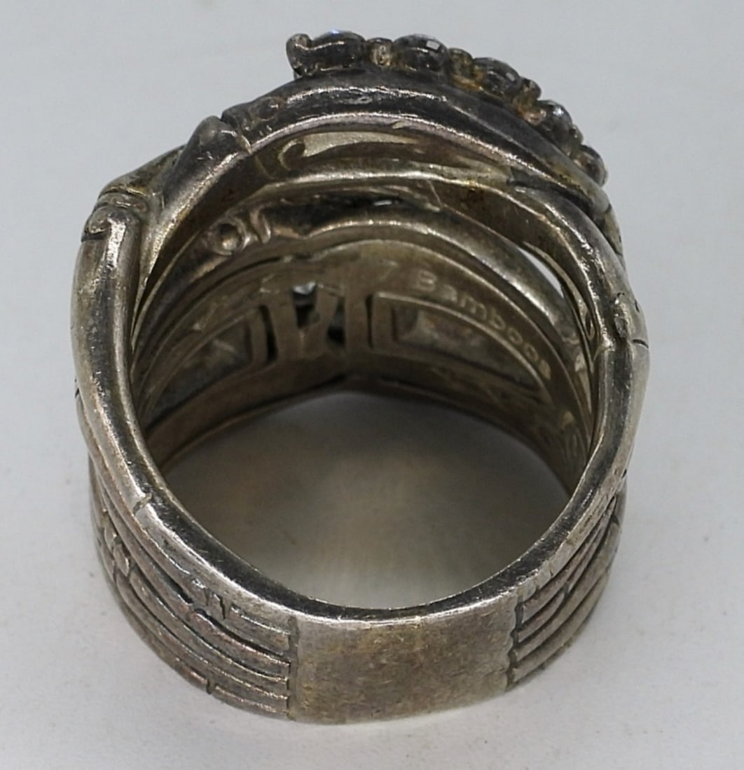 Sterling Diamond Bamboo Ring - 5