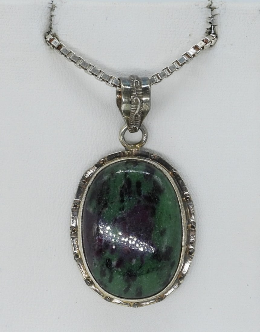 Large Bloodstone 925 Necklace (1 of 2)