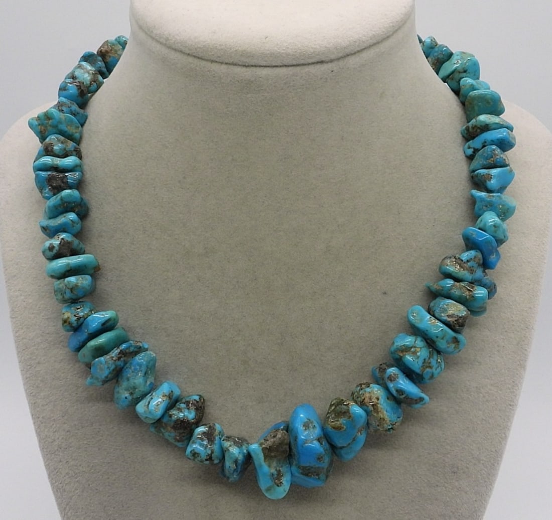 Chunky Natural Turquoise & Sterling Necklace (1 of 2)