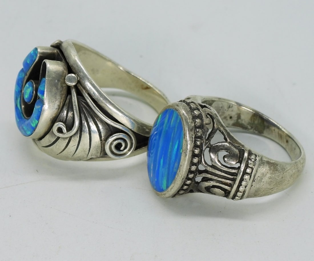 Two Gorgeous Opal Sterling Rings - 2