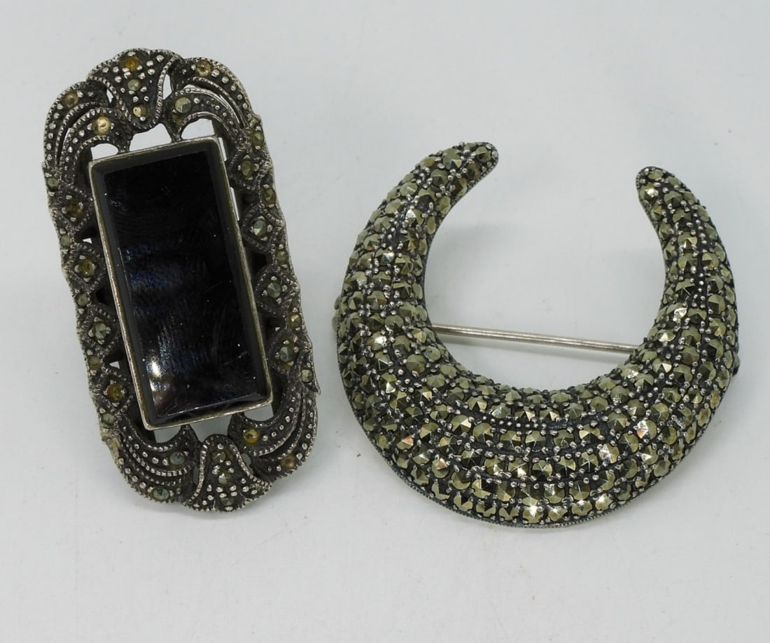 Vintage Marcasite 925 Ring & Brooch (1 of 2)