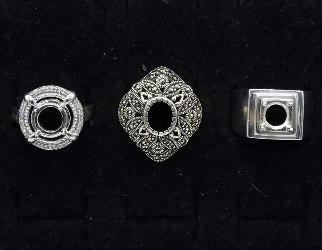 3 Sterling Ring Settings - No Center Stones (1 of 3)