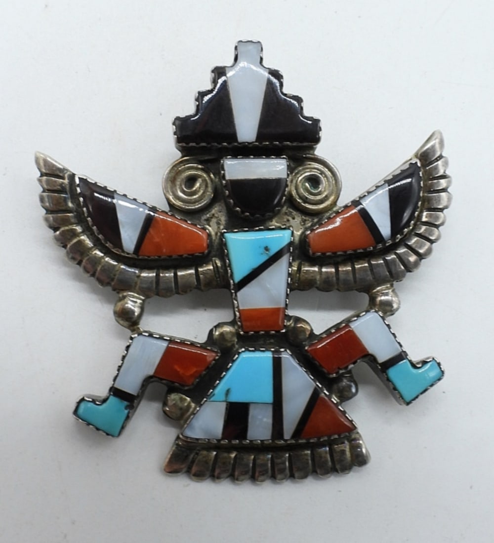 Zuni Knifewing 925 Inlaid Gemstone Pendant (1 of 2)