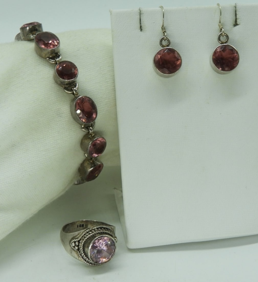 Vintage 925 Pink Gemstone Set (1 of 2)