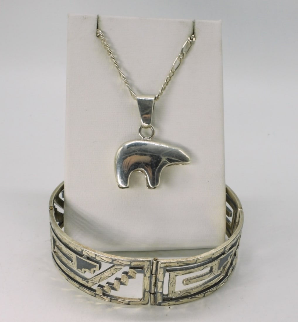 Southwest Style Sterling Necklace & Bracelet (1 of 2)