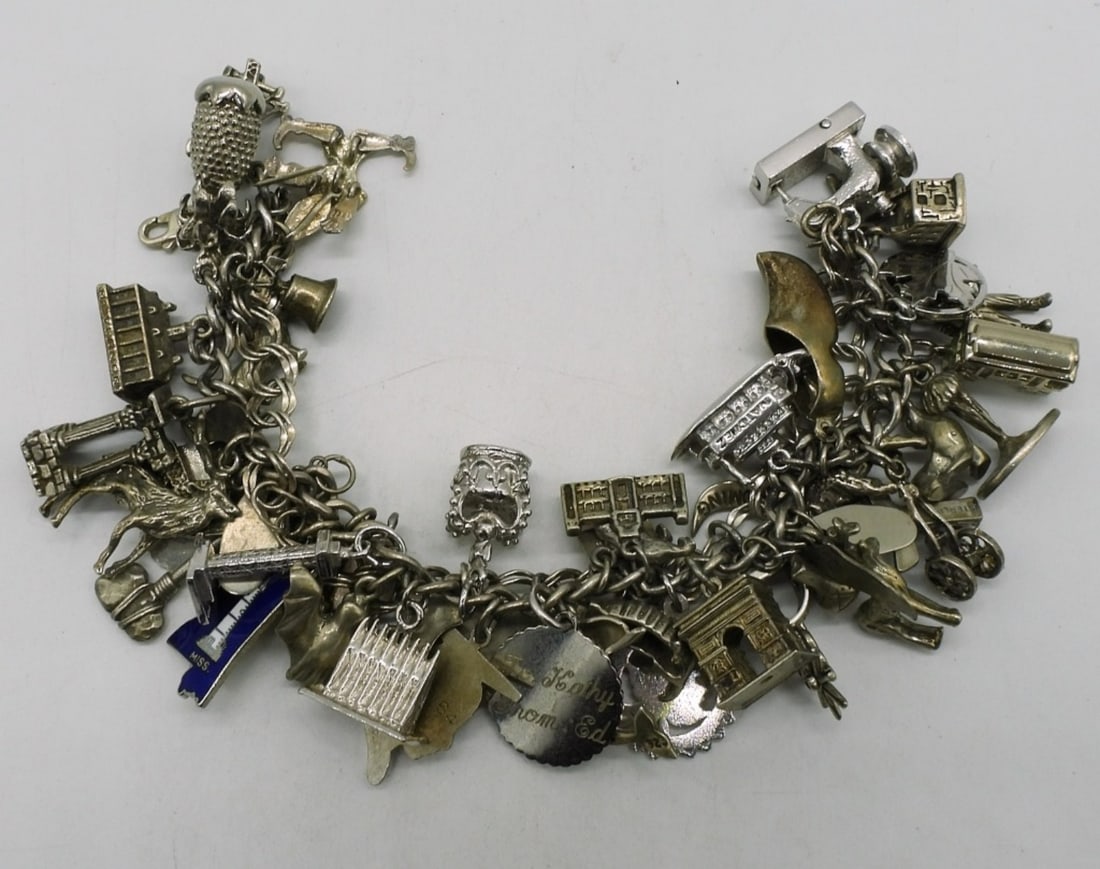 Vintage 925 Heavy Charm Bracelet (1 of 3)