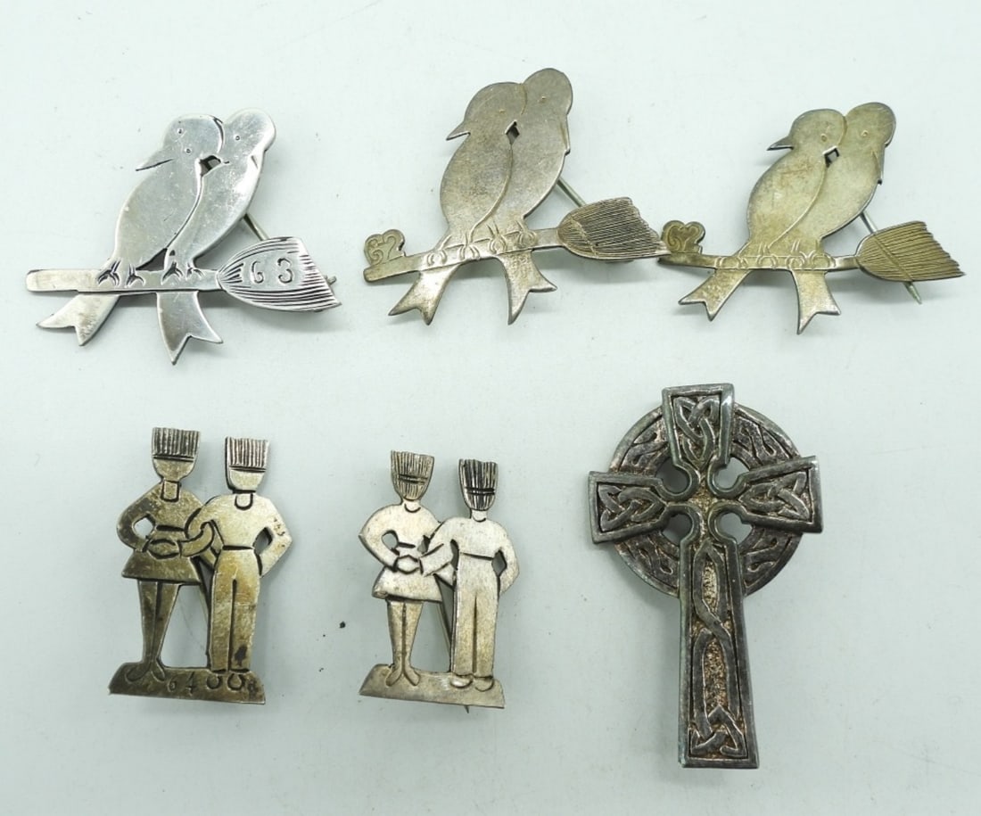 Six Small Sterling Pins, Circa 1960's (1 of 2)