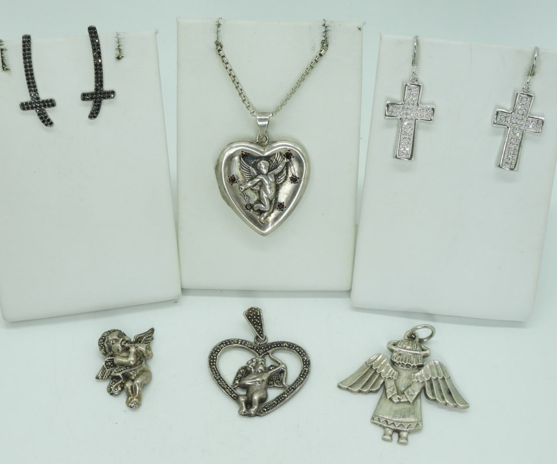 6 Sterling Religious Pendants & Earrings (1 of 3)