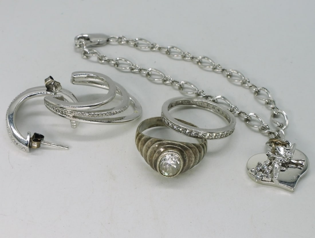 Simulated Diamond 925 Rings, Earrings (1 of 2)