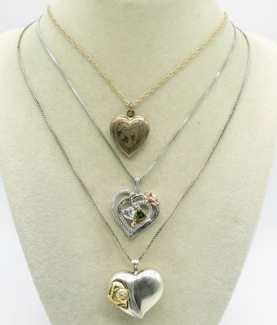 3 Sterling Heart Shaped Necklaces (1 of 2)