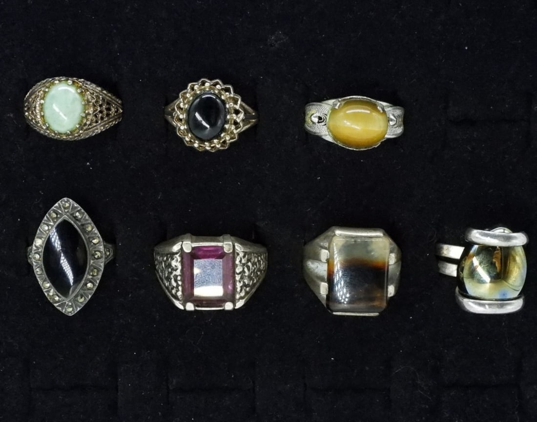 Agate, Onyx, Amethyst, Jade 925 Rings (1 of 2)