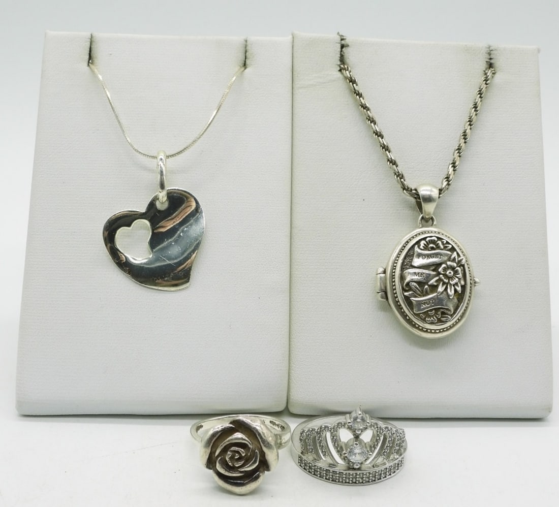 Sterling Locket Necklace & Rings (1 of 3)