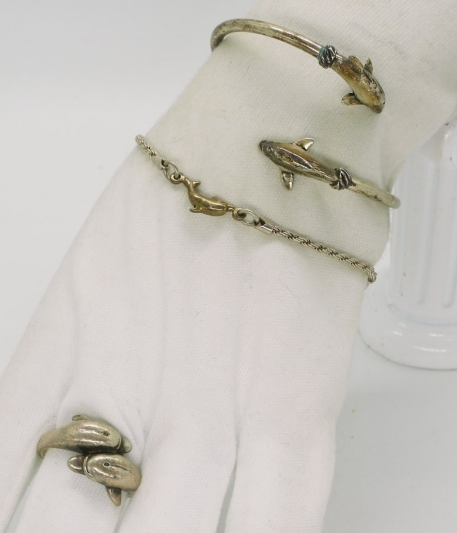 Sterling Dolphin Bracelets & Ring (1 of 3)