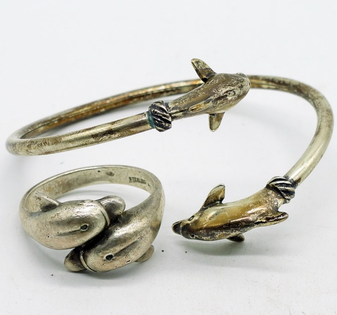 Sterling Dolphin Bracelets & Ring - 3