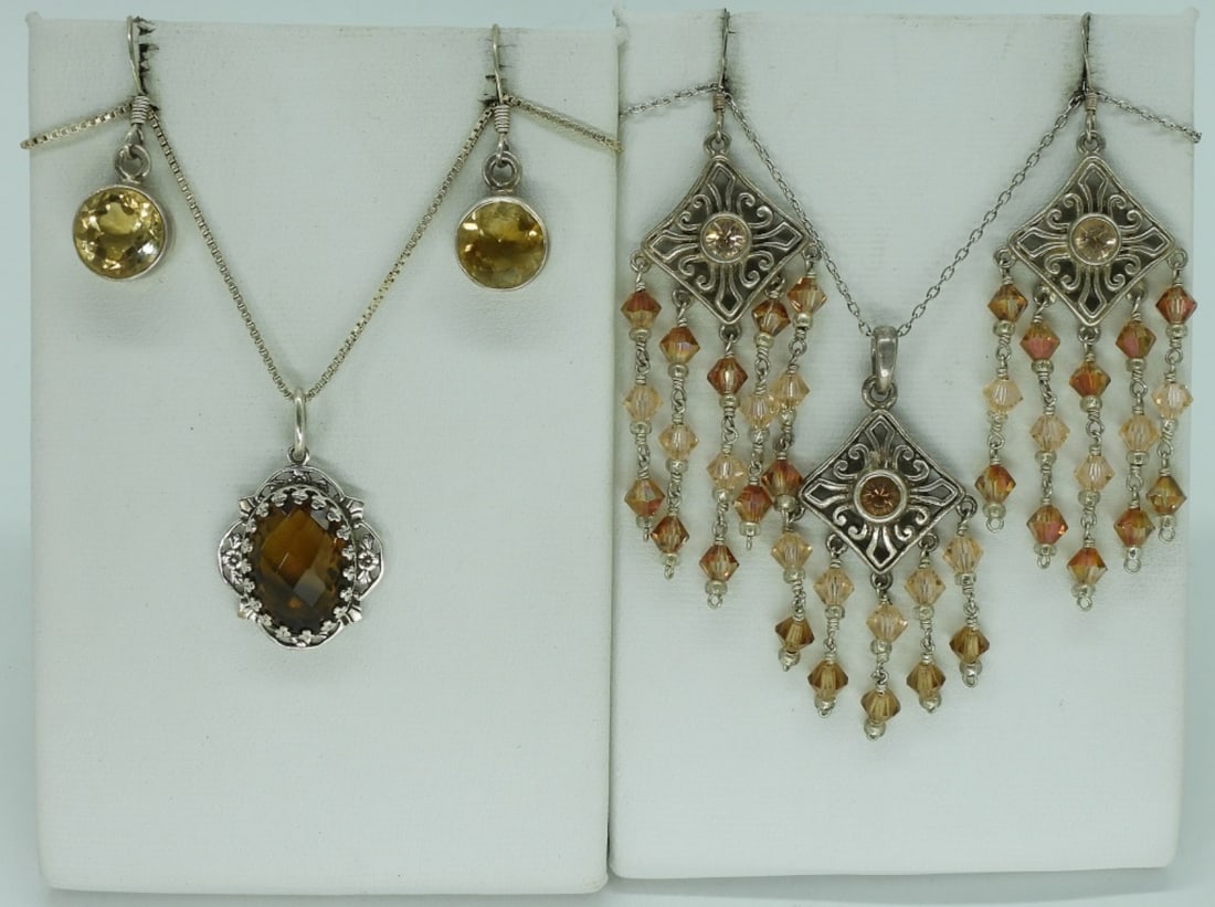 Two Sterling Citrine Necklace Earring Sets (1 of 3)