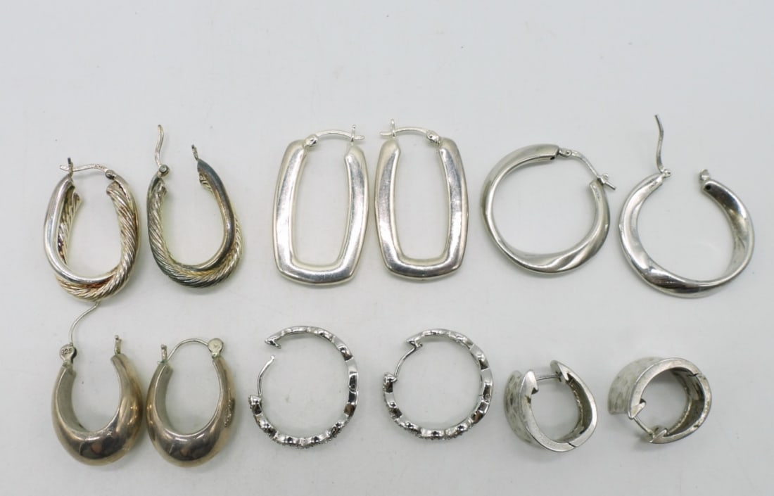 6 Pair of Sterling Pierced Earrings: Six pair of sterling pierced earrings. (27.3 dwt) (6x4x2)