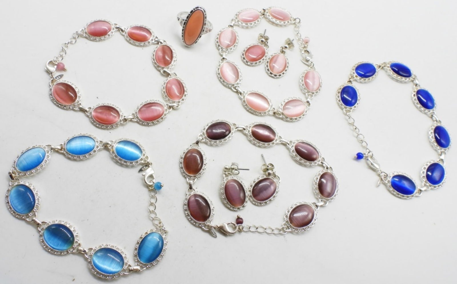 Colorful Silver Tone Bracelets & More: Ring Size 9