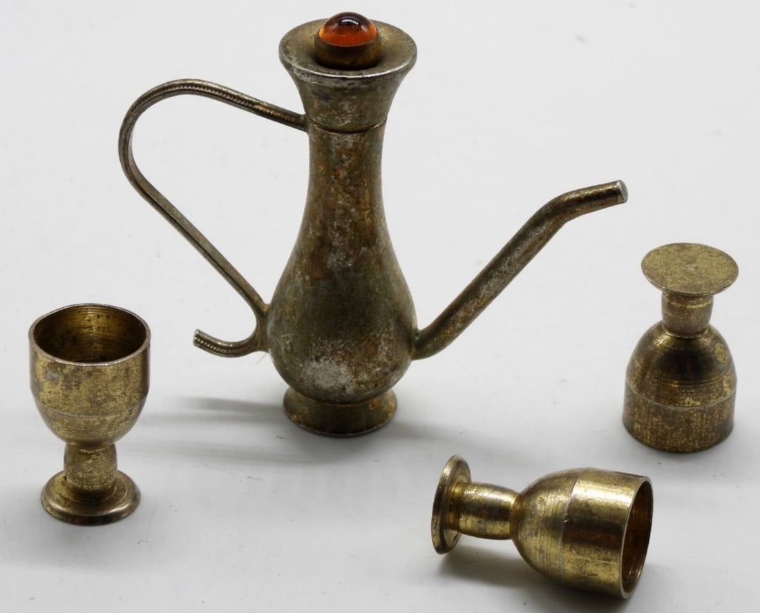 (3) Miniature Chalices & Tea Pot: Very heavy