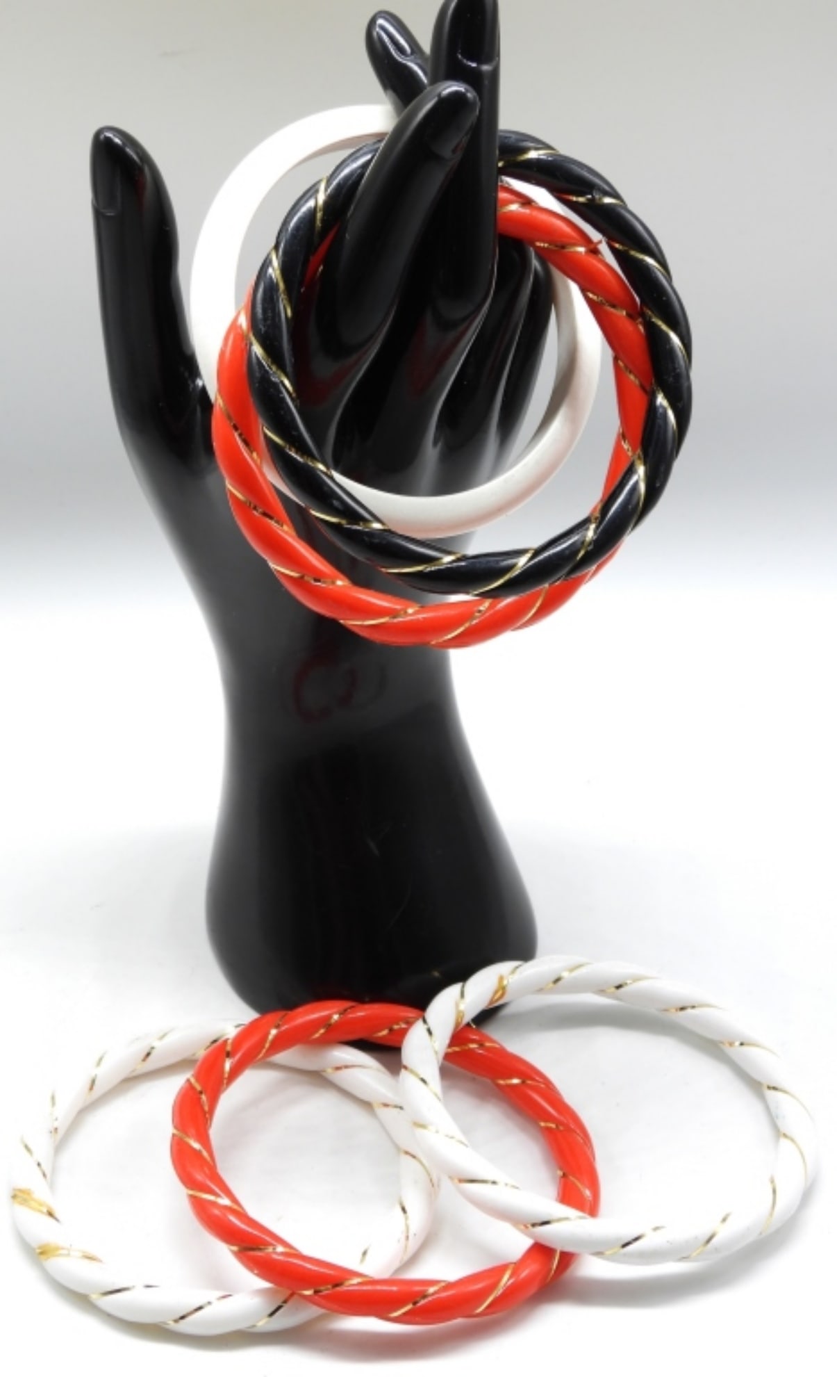 (6) Bangles: Red black and white.
