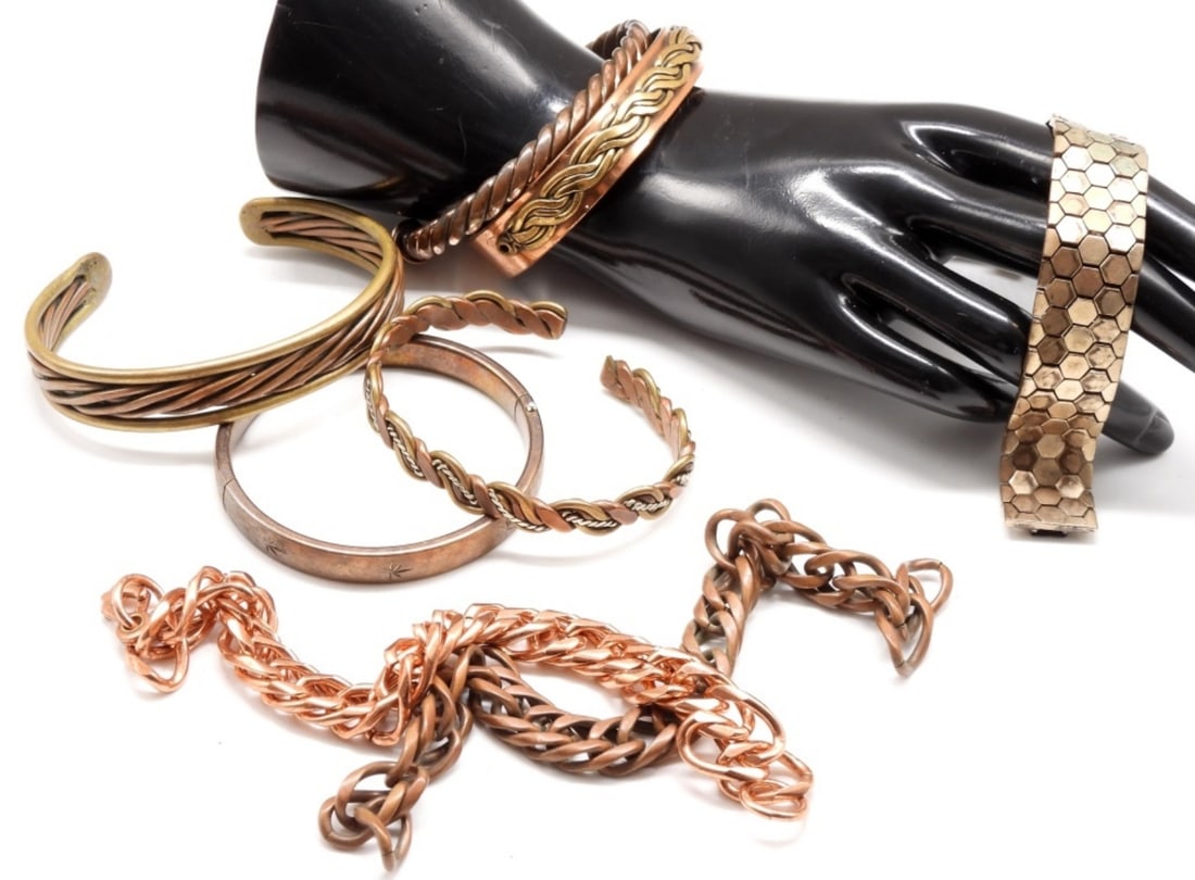 (8) Copper Colored Bracelets: Visit our very own new site, Vintageauctionsonline.com