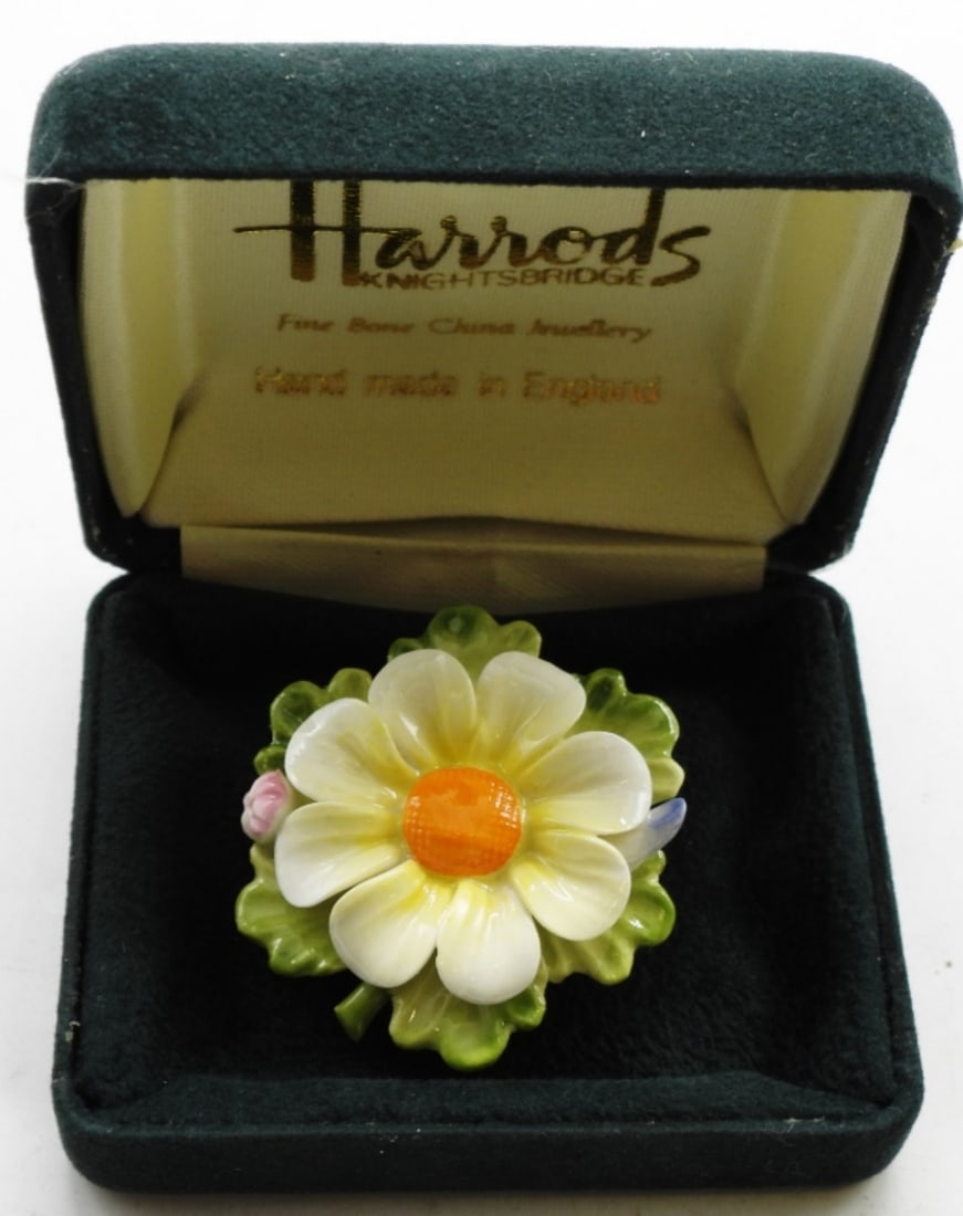 Handmade Floral Brooch: In a small box.