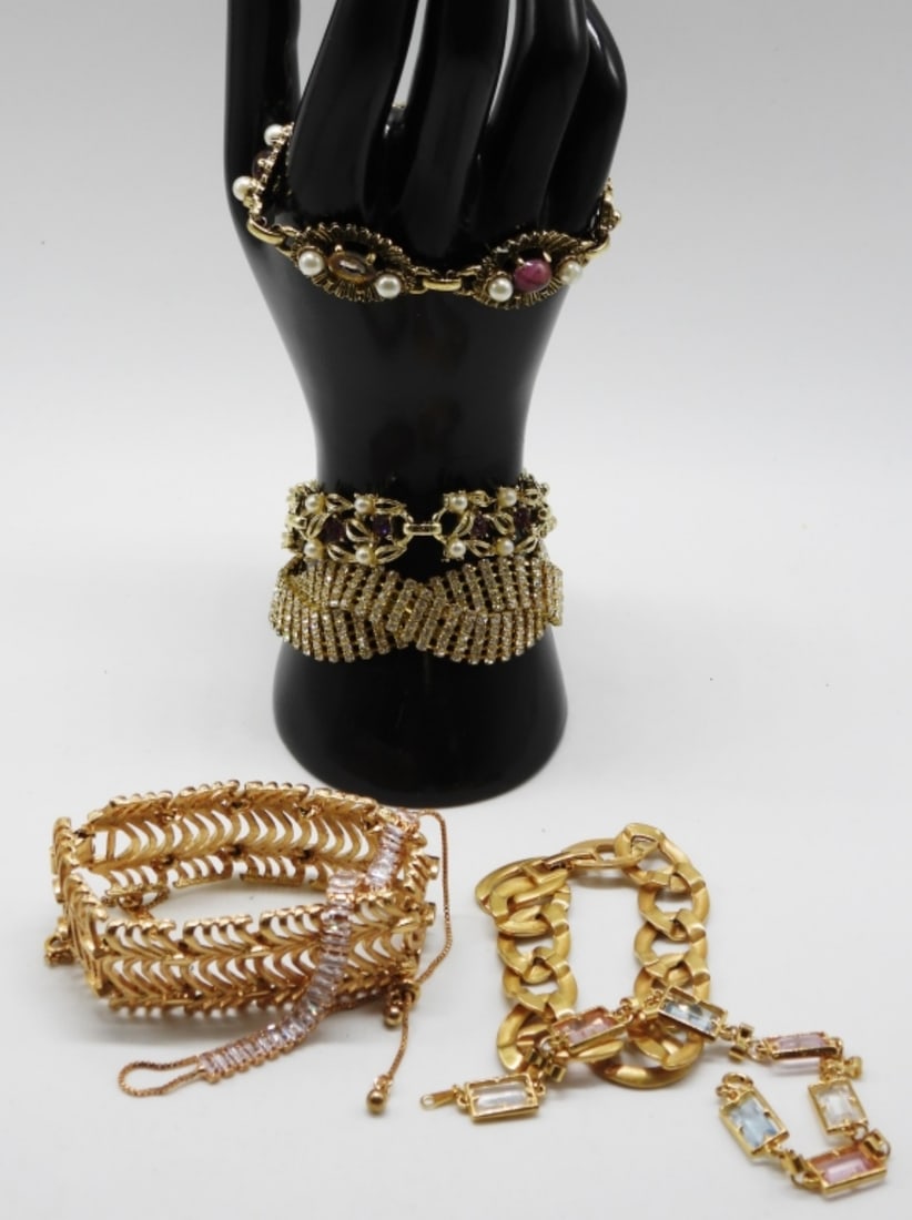 (7) Gold-Tone Clasp Bracelets: See us at Vintageauctionsonline.com