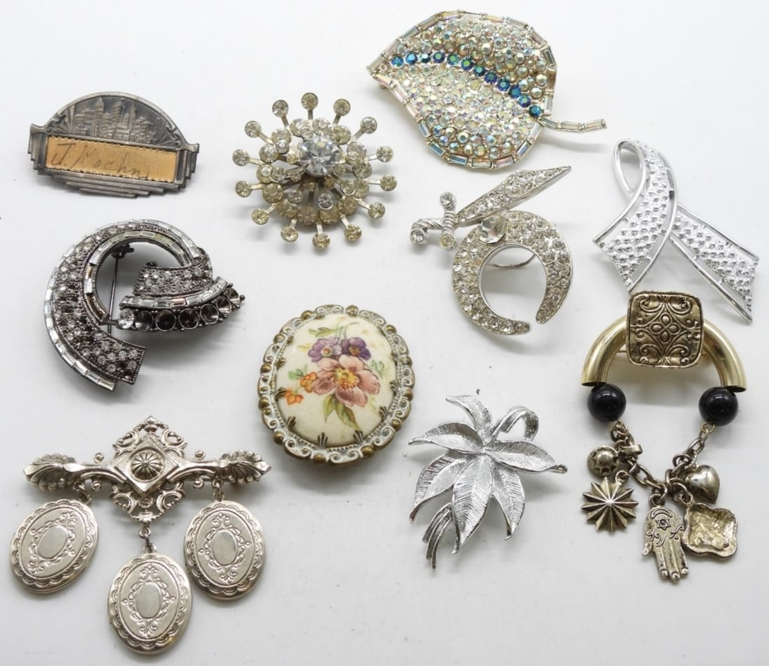 (10) Silver-Tone Brooches (1 of 1)