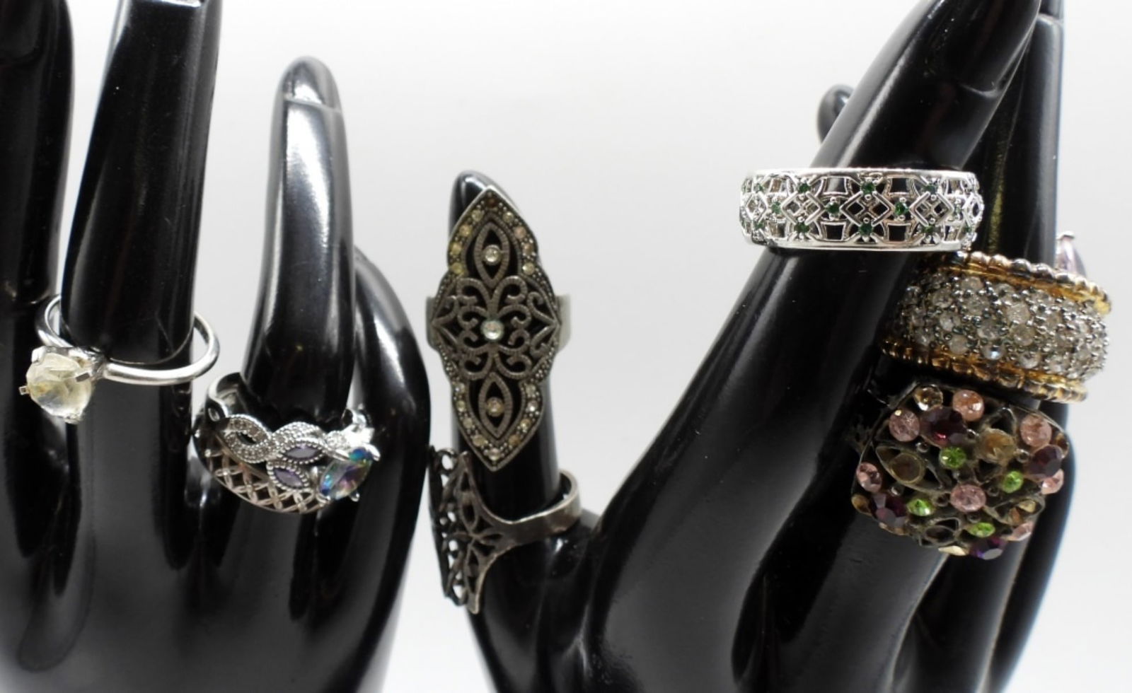 (10) Silver-Tone Rings Sizes:6-9 (1 of 1)