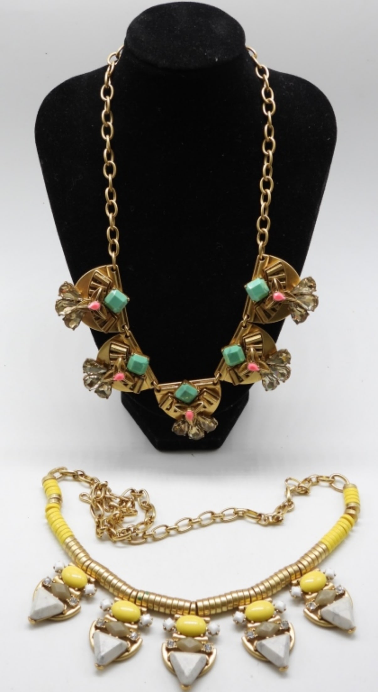 (2) Gold-Tone Chunkey Necklaces: (1) Is a Stella and Dot.