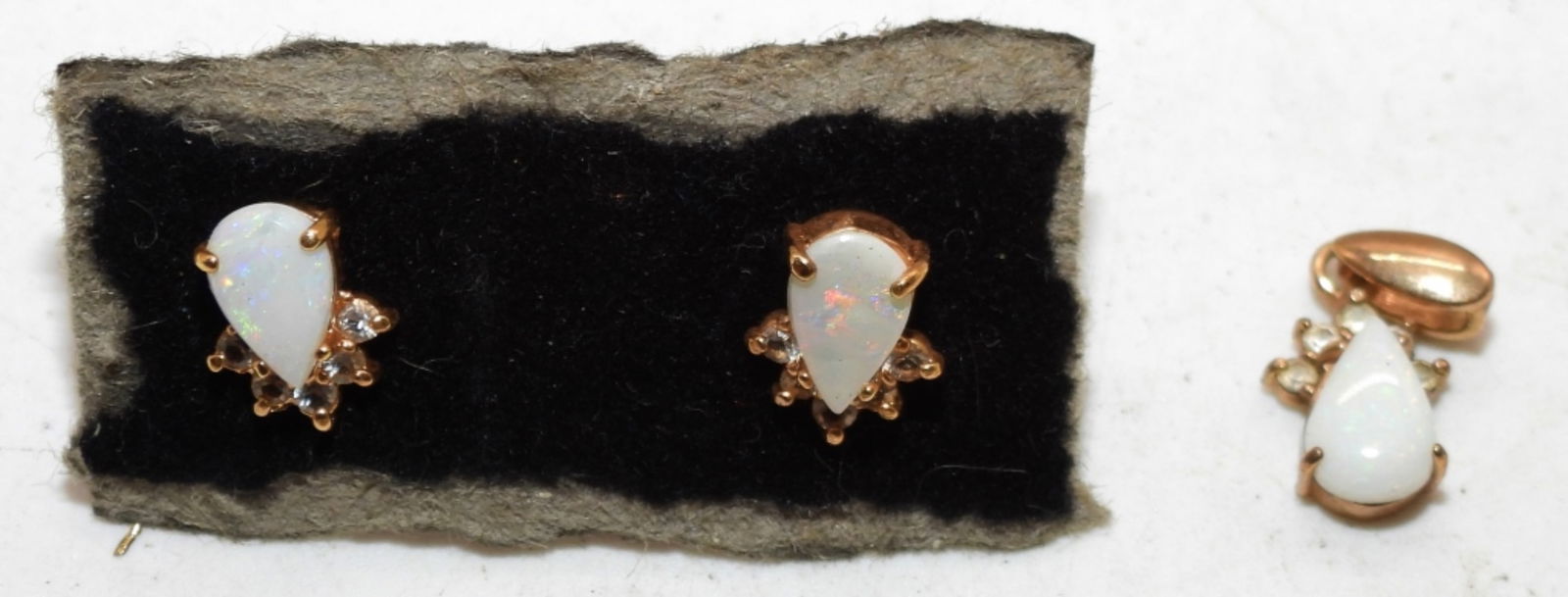 Faux Opal Set (1) Post Earrings (1) Pendant: See us at Vintageauctionsonline.com