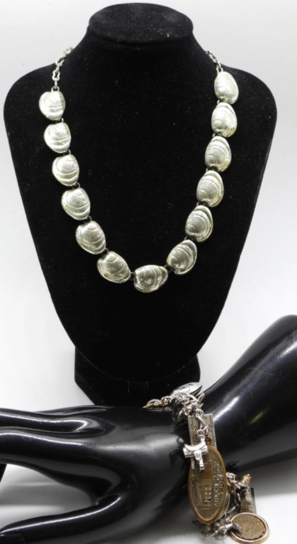 Silver-Tone Set: (1) Shell Necklace (1) Charm Bracelet