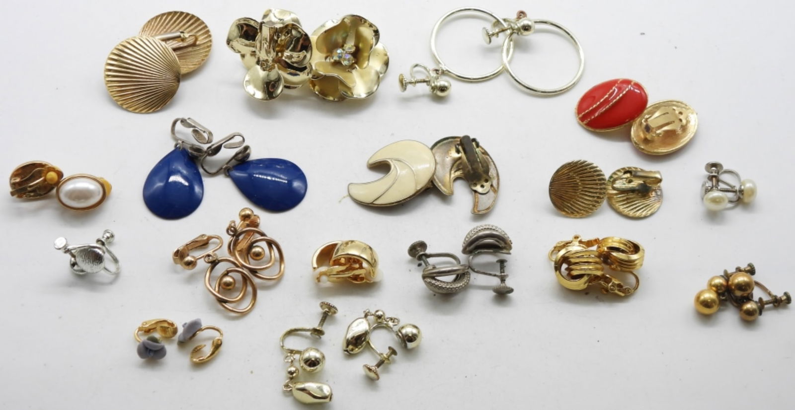 (17) Clip-On & Screw Back Earrings: All different styles. 11 are clip-on, and 6 are screw back sets