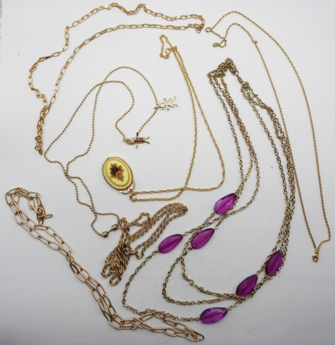 (7) Long Gold-Tone Necklaces: Bid with us today!!