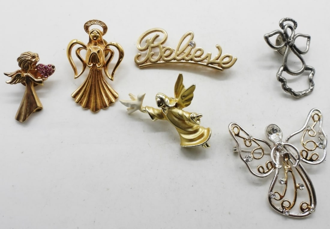 (6) Angel Brooches & Pins: 4 pins and 2 brooches