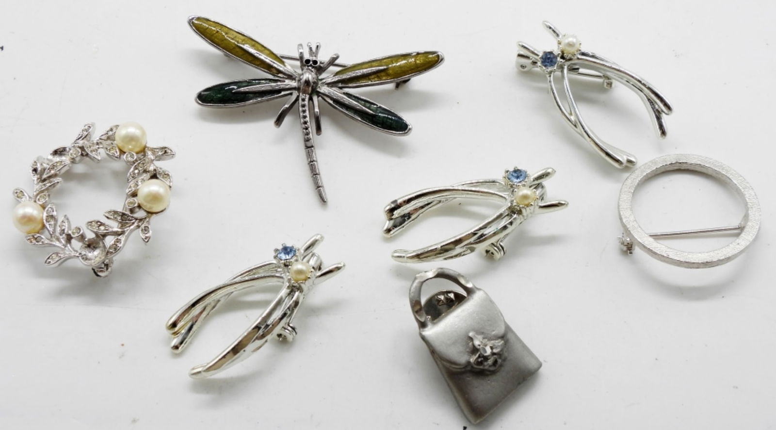 (7) Silver Tone Small Brooches: Cute