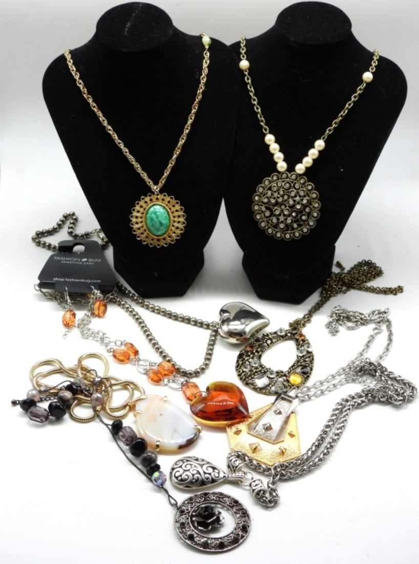 (9) Large Pendant Necklaces: Nice Variety