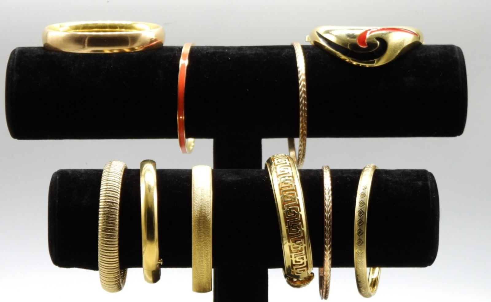 (10) Gold Tone Bracelets: All Different Styles