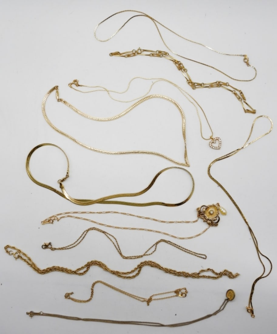 (11) Gold Tone Chains: All Different Lengths