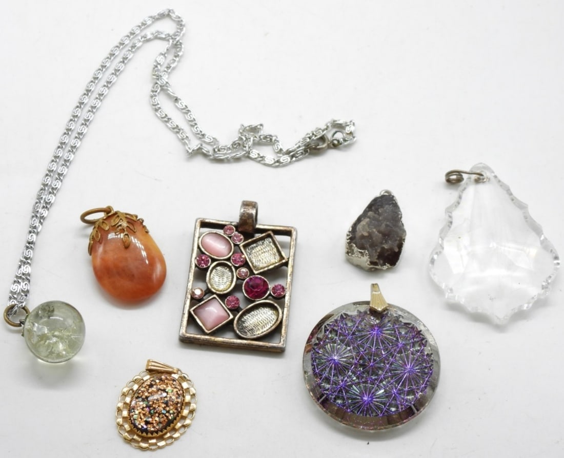 (7) Necklace Pendants: 1 Silver Tone Necklace Included