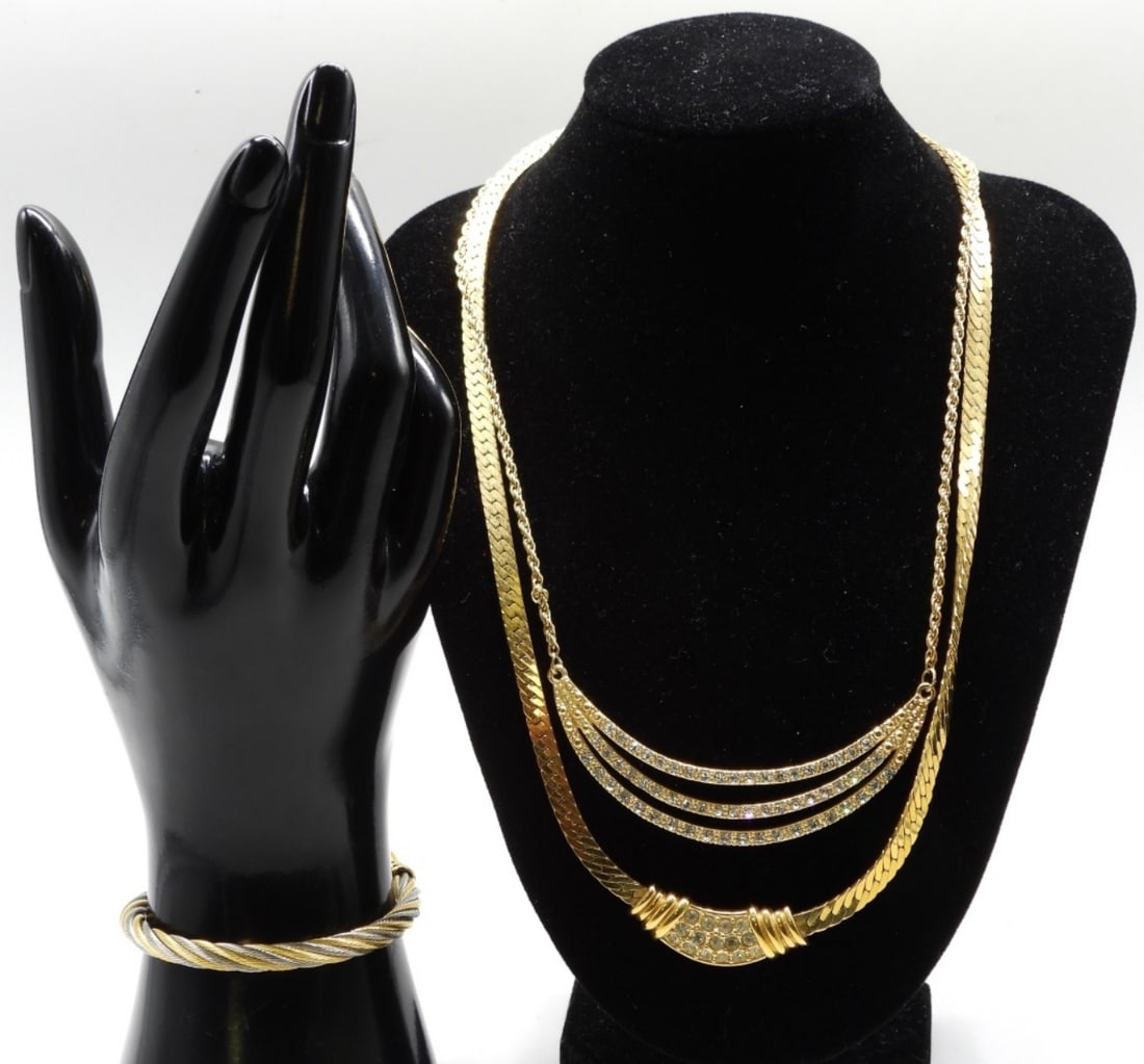 (2) Gold-Tone Necklaces & (1) Bracelet: Beautiful pieces for going out