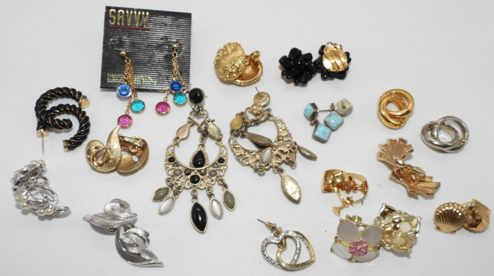 (16) Post Backs & Clip On Pairs Of Earrings: Various post back or clip on, various tones. They're beautiful