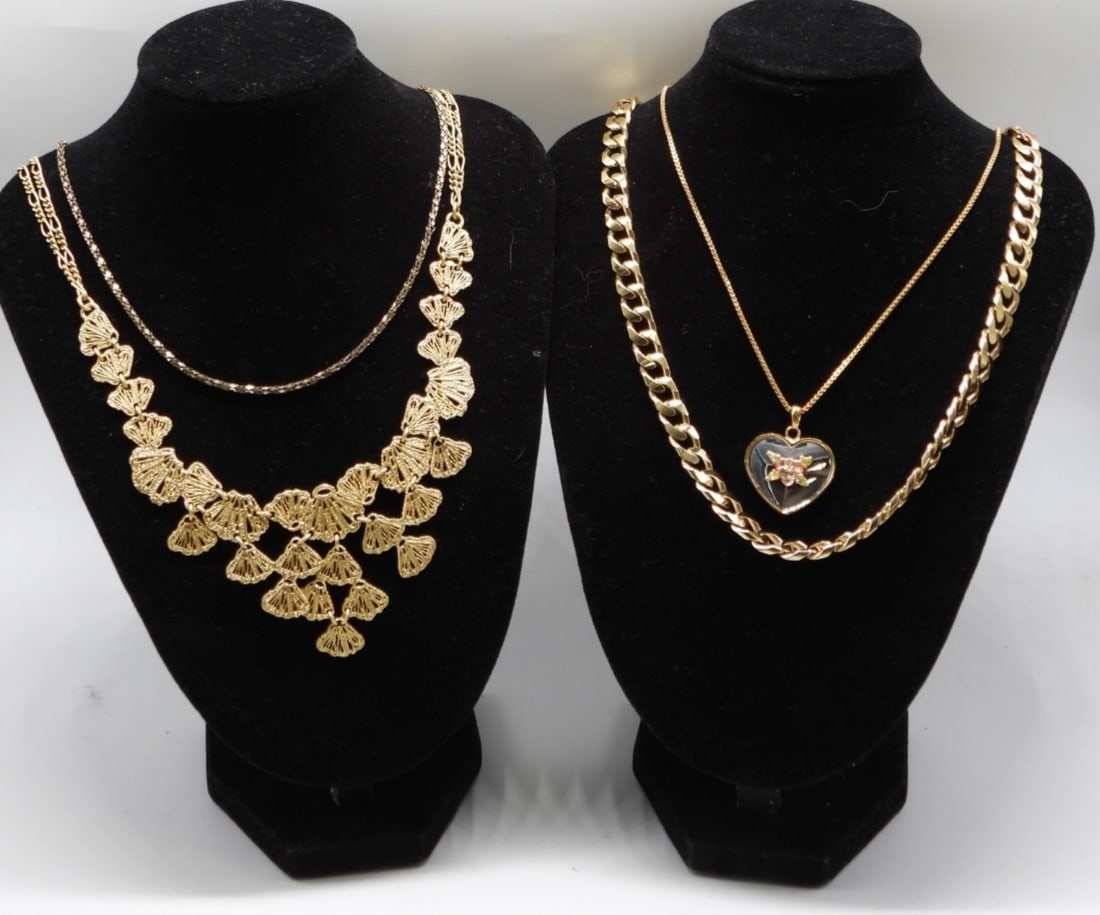 (5) Gold-Tone Necklaces: Various lengths, sizes and styles