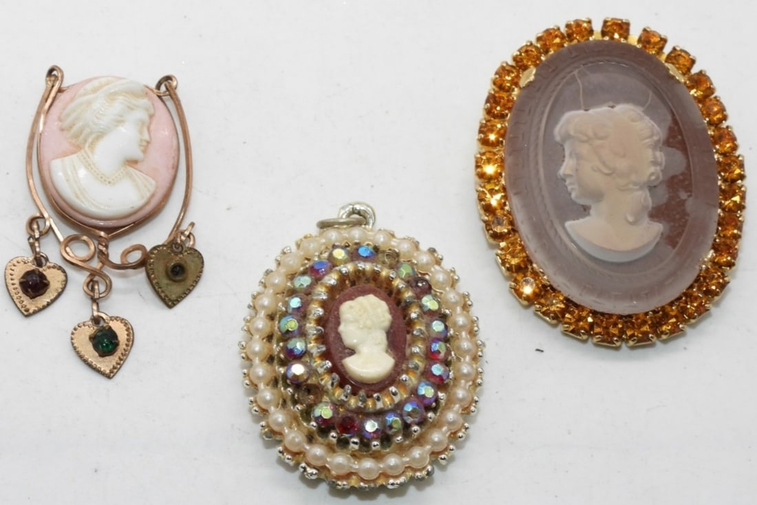 (3) Cameos: (1) Brooch (2) Pendants