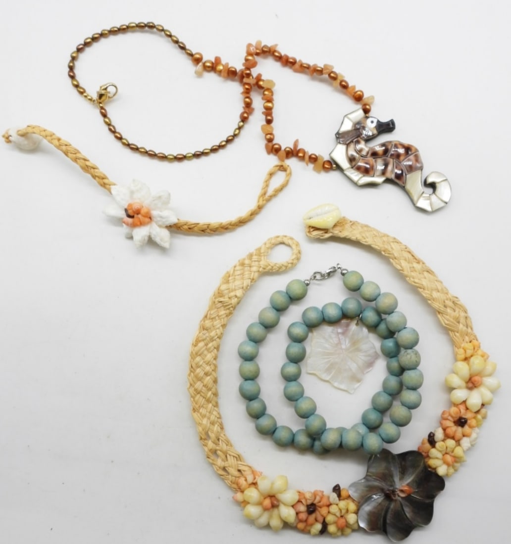 Ocean Style Lot: (3) Necklaces (1) Bracelet